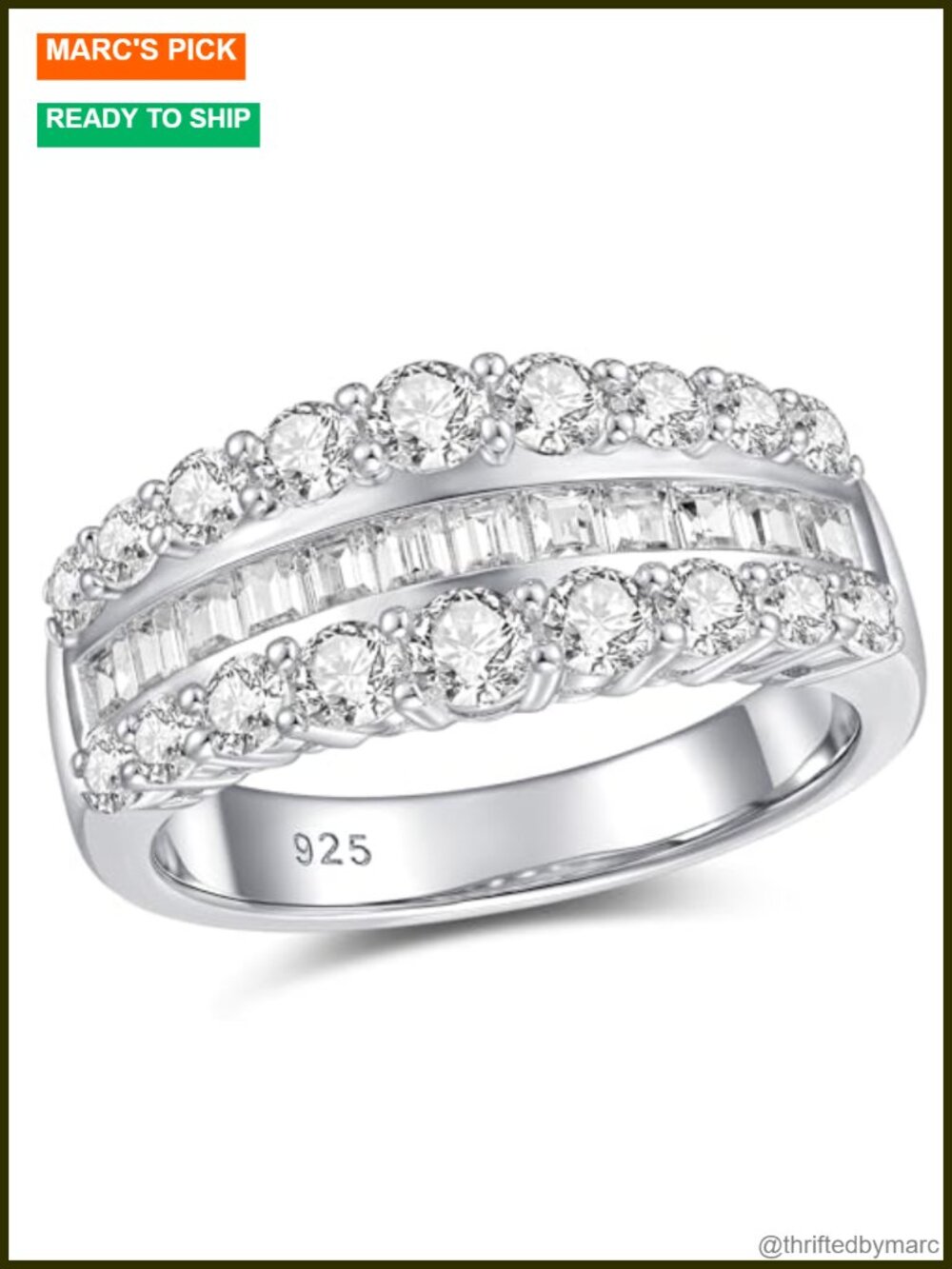 Wide Moissanite Eternity Band 925 Sterling Silver Wedding Ring